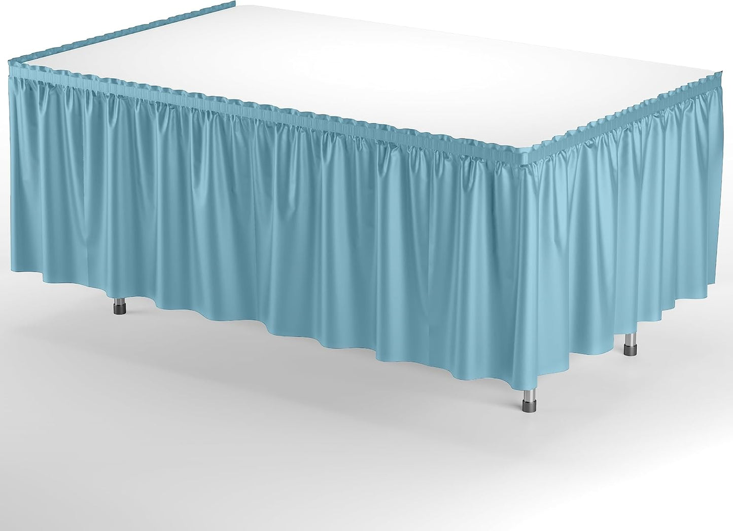Exquisite Ruffle Table Skirt Black 6 Pack 14 Ft Long Table Skirts for Rectangle Tables 6ft Plus or Round Tables Skirts with Adhesive Strip for Gender Reveal Decor & Happy Birthday Parties