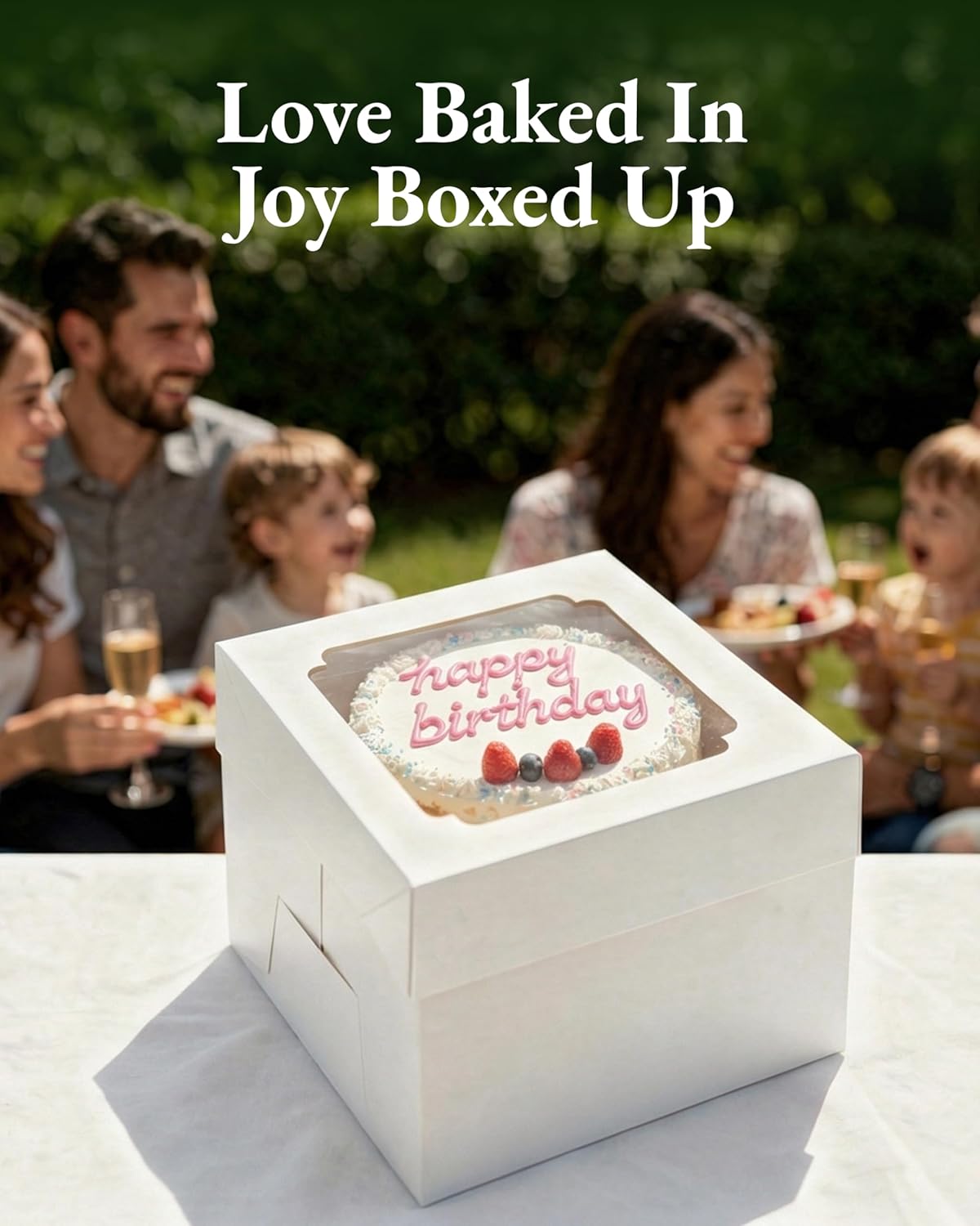 20pcs Cake Boxes 8 Inch, 8x8x8 Boxes for Cakes, Pies, Treats, Small 8x8 Cake Boxes with Window, White Bakery Boxes, Cajas para Pasteles de 8 Pulgadas for Wedding, Birthday, Valentines Day, Christmas