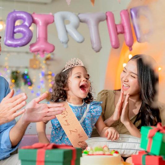 CIEHER 3th Birthday Party Supplies: Crown, Sash, Pearl Pin Set - Decorations for Little Girls' Special Day - Colors A