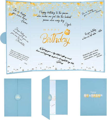 Crenics Black and White Birthday Decorations Women Men, Creative Birthday Guest Signature Book Alternative 18" x 12", Great Party Gifts for Girls or Boys