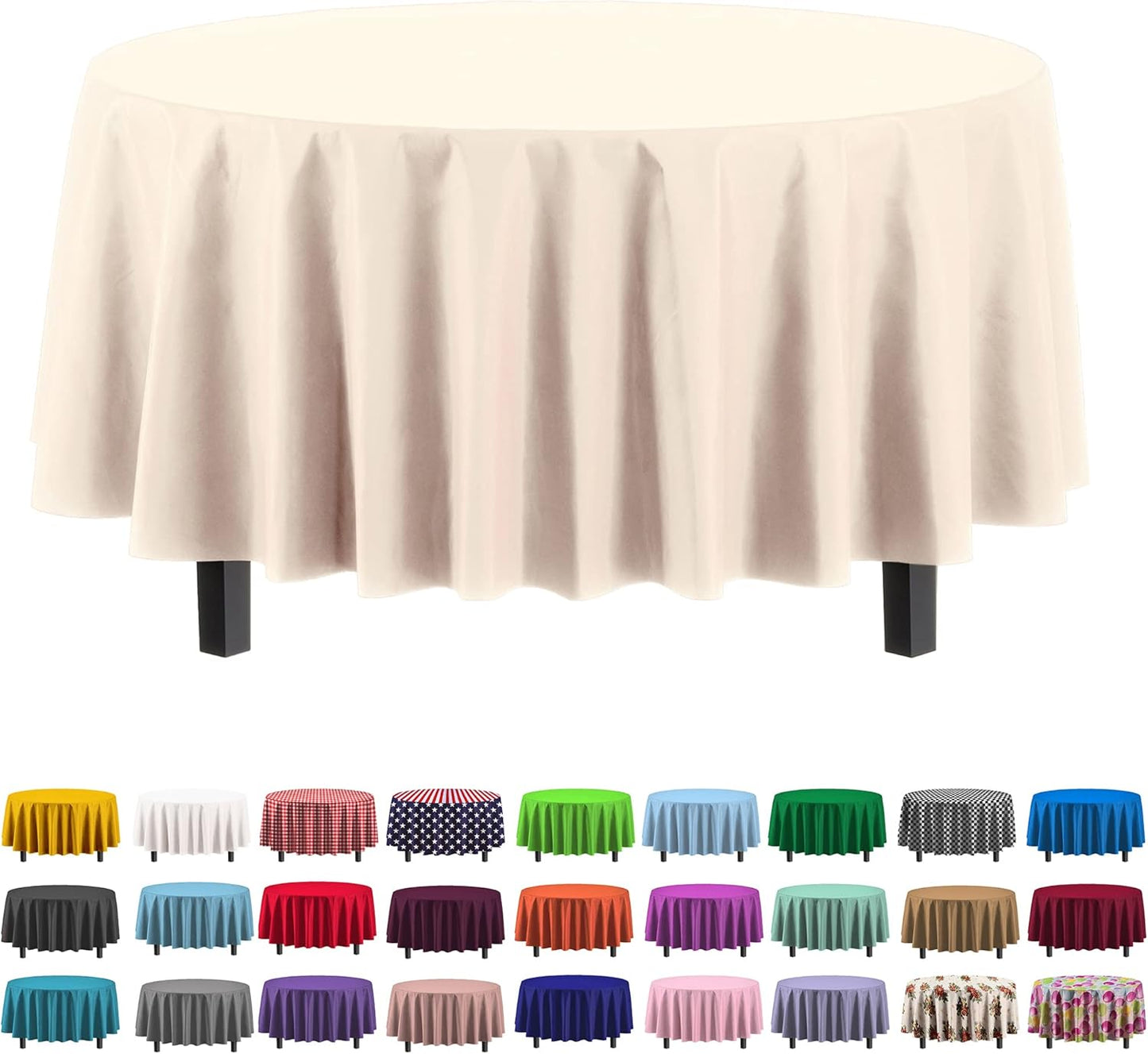 Exquisite Party Solids 6-Pack Premium Plastic Tablecloth 54in. x 108in. Rectangle Plastic Table Cover - Navy