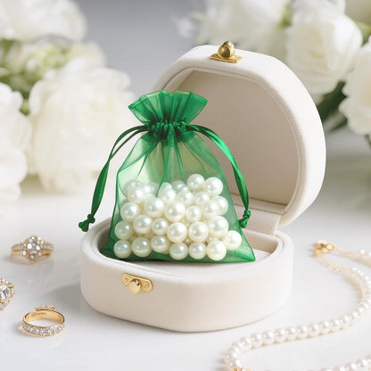 joycraft 50Pcs Organza Bags, 2x3 inch Gift Favor Bags, White Wedding Favor Bags, Jewelry Pouches with Drawstring, Mesh Bags Drawstring for Jewelry, Festival, Makeup, Candy, Desserts