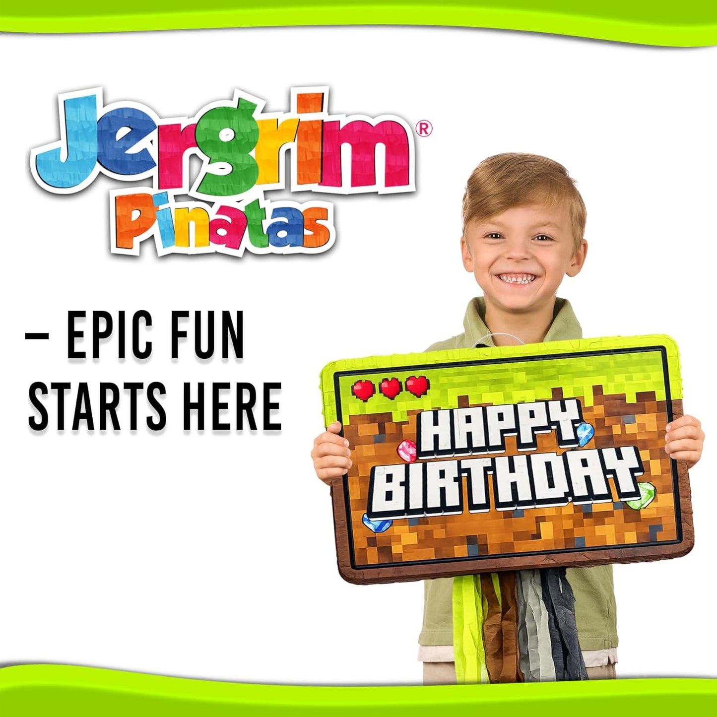 Jergrim Blue Monster Truck Piñata, Small 4 Piece Set, perfect for Kids Birthday Parties, Race Car Party Supplies fits piñata candy and party favors (17”X11”) Durable!