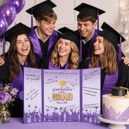 Graduation Guest Book 2026, Blue Gold Graduation Decorations Class of 2026 Graduates Sign in Book Signature Board Congrats Grad Decor Party Supplies, High School College Graduations Gifts for Her Him