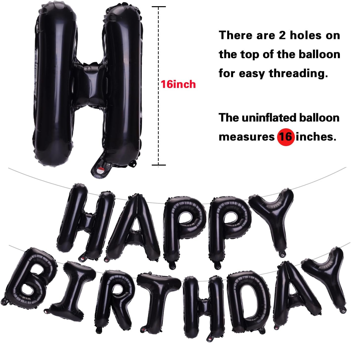 PIGETALE Happy Birthday Banner, 16 Inch Mylar Foil Letters Sign Bunting Happy Birthday Balloon Letters Balloons Reusable Ecofriendly Material for Girls Boys Kids Women Men (Hot Pink)