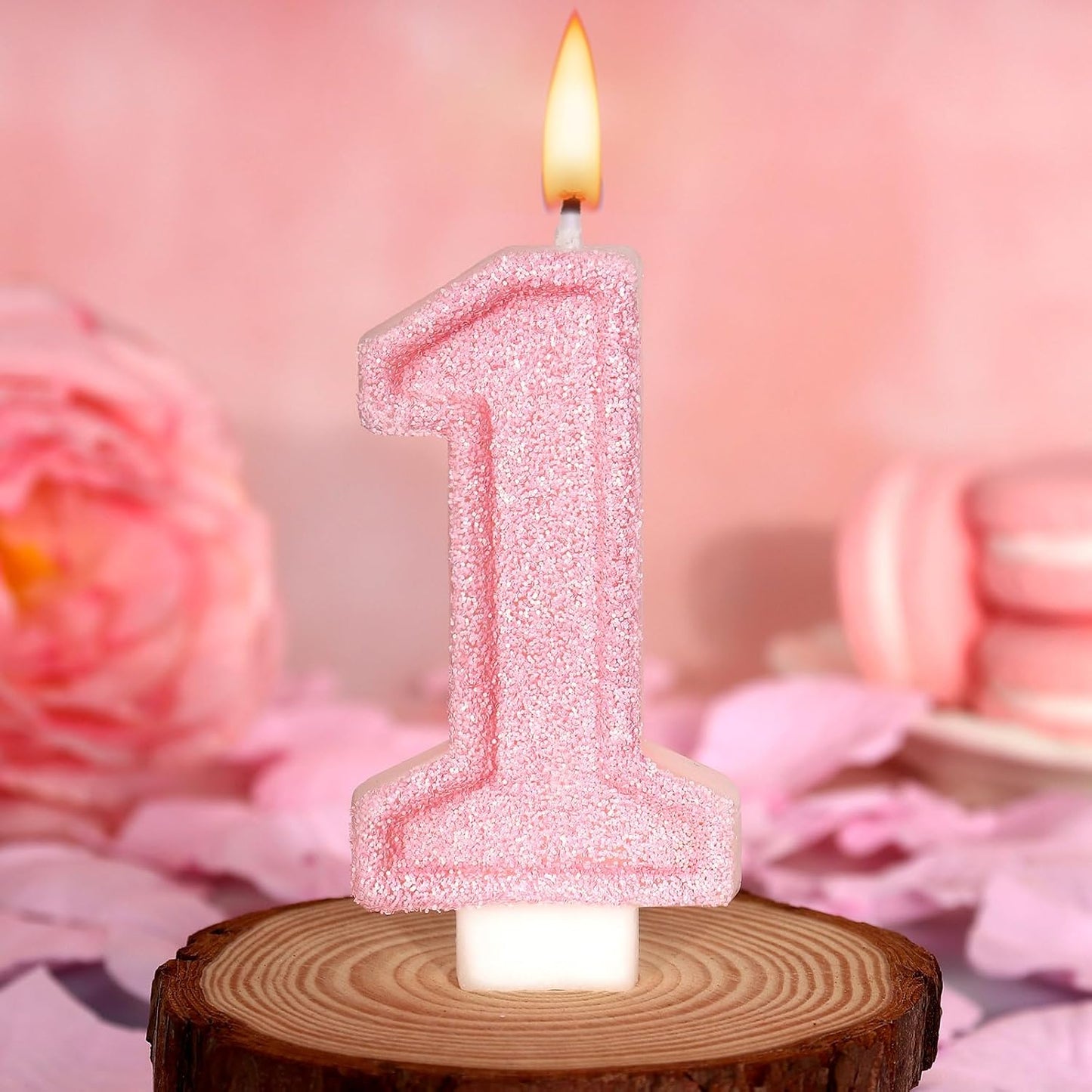Cute Number 3 Birthday Candle, Glitter Pink Number Candles, Birthday Cake Topper Decoration, Party Supplies Anniversary Celebrations