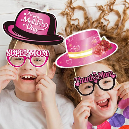 Happy Mother's Day Decorations Photo Booth Props Kit- Elegant Mothers Day Decor for Home Office Class Photos Showing Love to Mom