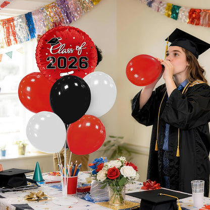 Graduation Decorations - 4 Set Balloon Stands, Class of 2026 Congrats Grad Table Centerpieces for Graduation Party Supplies(Gold& Black)