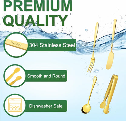 38 Pcs Charcuterie Boards Accessories, Silver Stainless Steel Charcuterie Utensils Set, Including Cheese Butter Spreader, Mini Serving Tongs, Knives, Spoons, Forks, Honey Dippers and Toothpick Flags