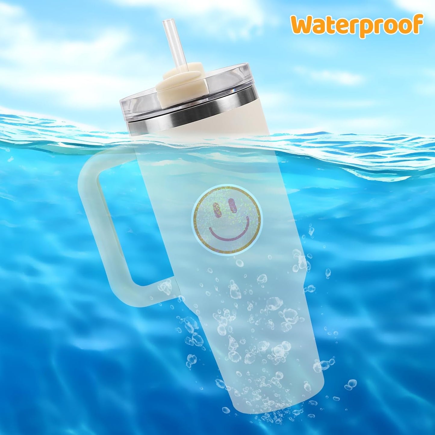 50PCS Smiling Stickers, Cute Water Bottle Stickers for Kids, for Teaching Rewards, Notebooks, Stationery, Luggage, Cartoon PVC Happy Stickers