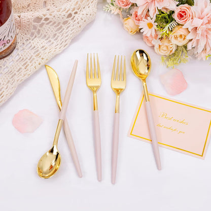SUT 150Pcs Silver Plastic Silverware, Silver Disposable Cutlery, Heavy Duty Disposable Silverware, Plastic Utensils Include 50 Plastic Forks, 50 Plastic Spoons, 50 Plastic Knives
