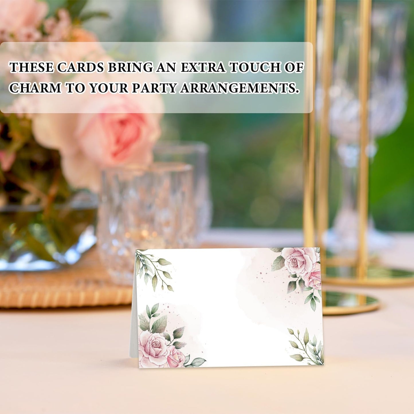 Blue Floral Place Cards for Table Setting, Birthday Baby Shower Folded Tent Cards Wedding Seating Cards for Bridal Shower, Anniversary, Engagement Food Name Card for Party Decoration, 25pcs /A10