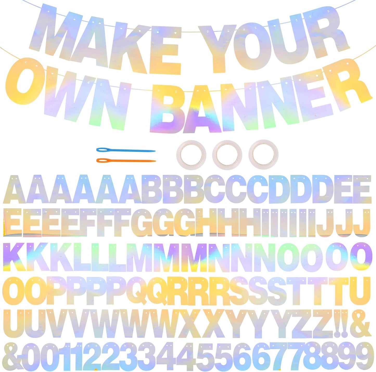 BEISHIDA 116 PCS A-Z DIY Letter Banner Kit Make Your Own Banner Including 111 Letters and Numbers 3 Rope and 2 Threading Device,Customized for Birthday Graduation Wedding Decor Black
