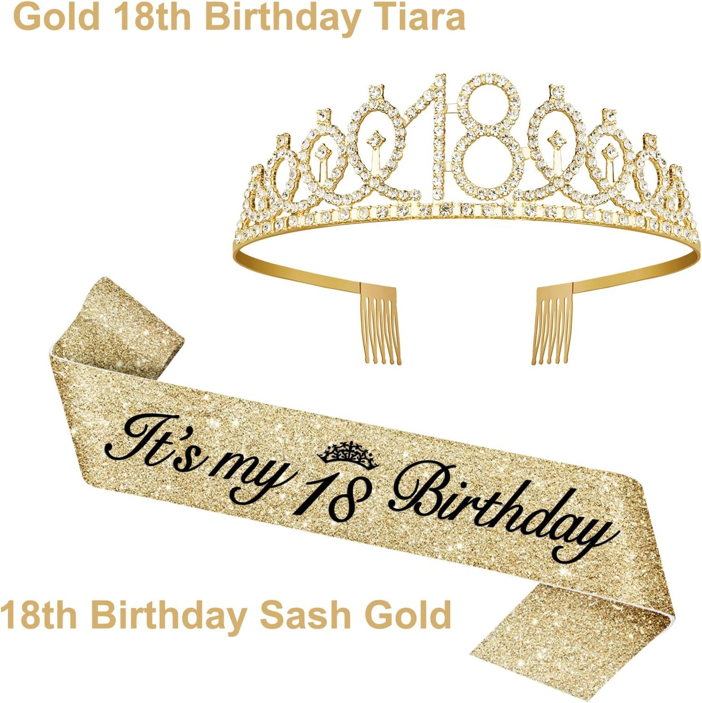 21st Birthday Decorations for Her with 21st Birthday Sash and Crown, Candles Gold, Gifts for 21 Year Old Girls