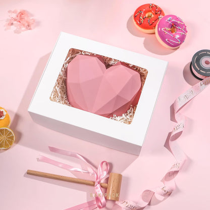 15 Pumpkin Roll Boxes, 12x8x3.5 inches Cake Roll Container, White Roll Cake Boxes with Window, Donut Boxes Pastry Cake Packaging