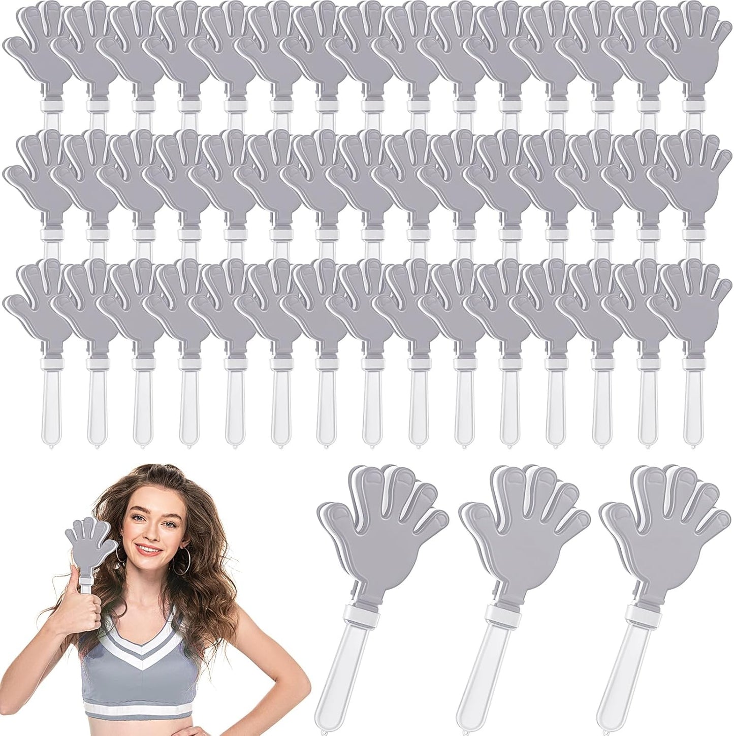Junkin 48 Pcs Hand Clappers Bulk 7. 5 x 3. 5 Inches Noise Makers Party Favors Clapping Noise Maker Clacker for Birthdays Game Prizes Rewards Football Sporting Events Cheers Supplies (Black,White)