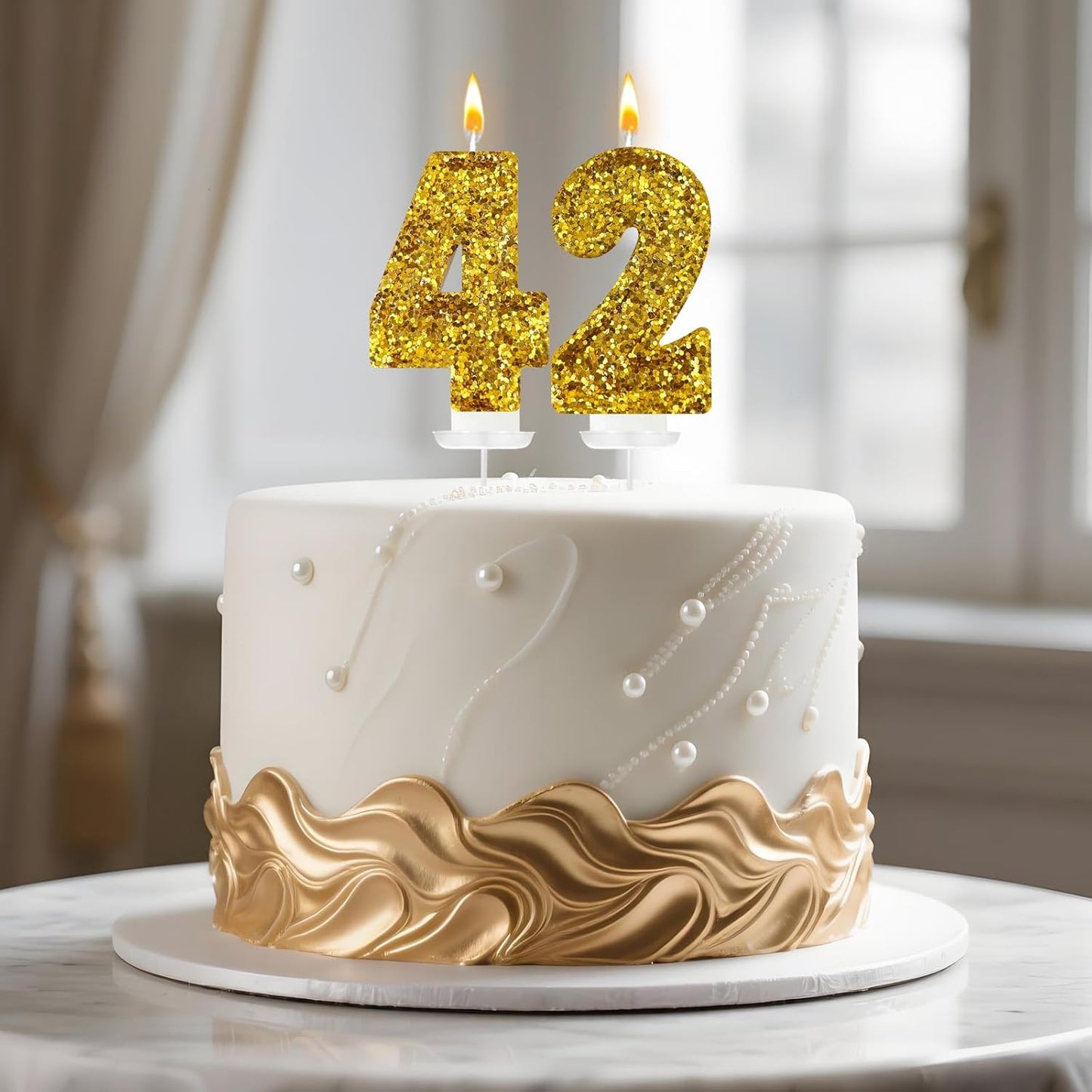 Birthday Number Candles, Glitter Number Candle Cake Decorations with Sequins, Cupcake Decorations for Girls, Women, Party Anniversary Celebrations (Number 6, Purple)