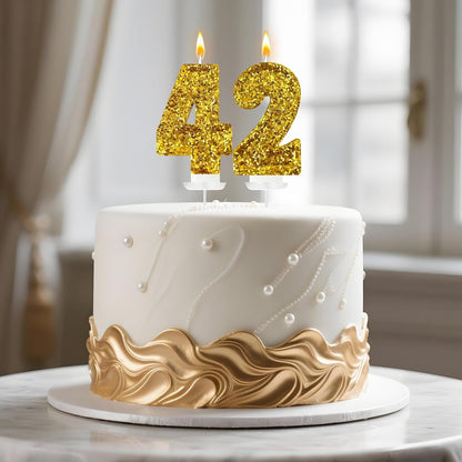 Birthday Number Candles, Glitter Number Candle Cake Decorations with Sequins, Cupcake Decorations for Girls, Women, Party Anniversary Celebrations (Number 6, Purple)