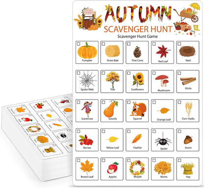 Hoolerry 30 Pcs Nature Scavenger Hunt for Kids Road Trip Game Car Spring Summer Easter Scavenger Hunt Cards Travel Activities Camping Games Outdoor Indoor Seek Activity for Kids Adults(Nature)