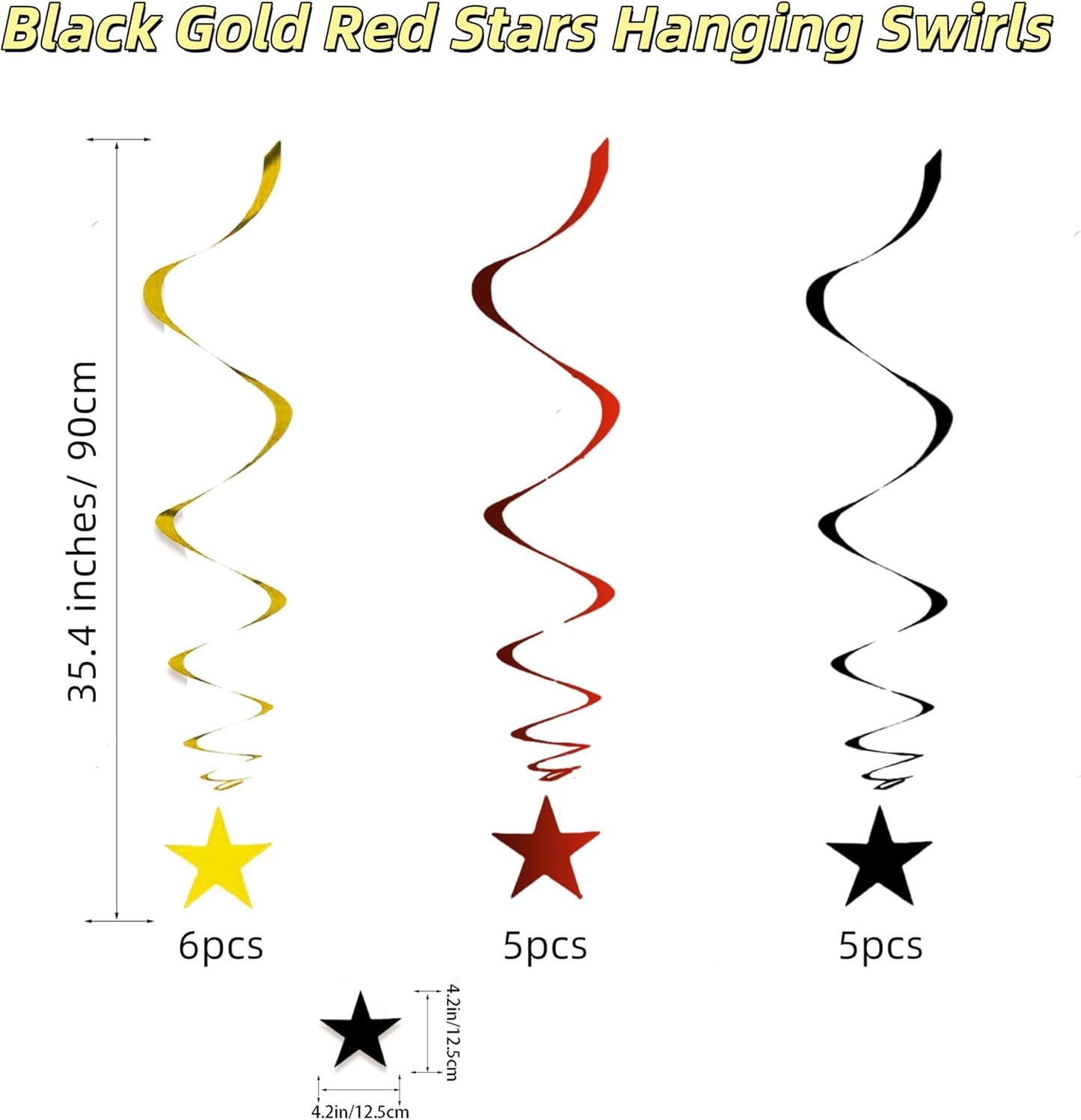 Gold Twinkle Stars Hanging Swirls Decorations Ceiling Swirl Foil Decoration Hanging Gold Party Supplies for Birthday Baby Shower Wedding, 32 pcs