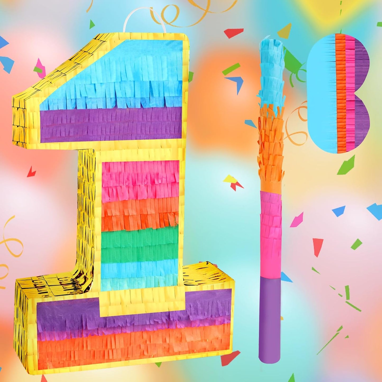 Dinosaur Pinata - Dinosaur Decorations with a Blindfold and Bat for Boys Girls Animal Themed Birthday Party Kids Classroom Game Decorations Supplies (15.7 x 11.4 x 3.1 Inches)