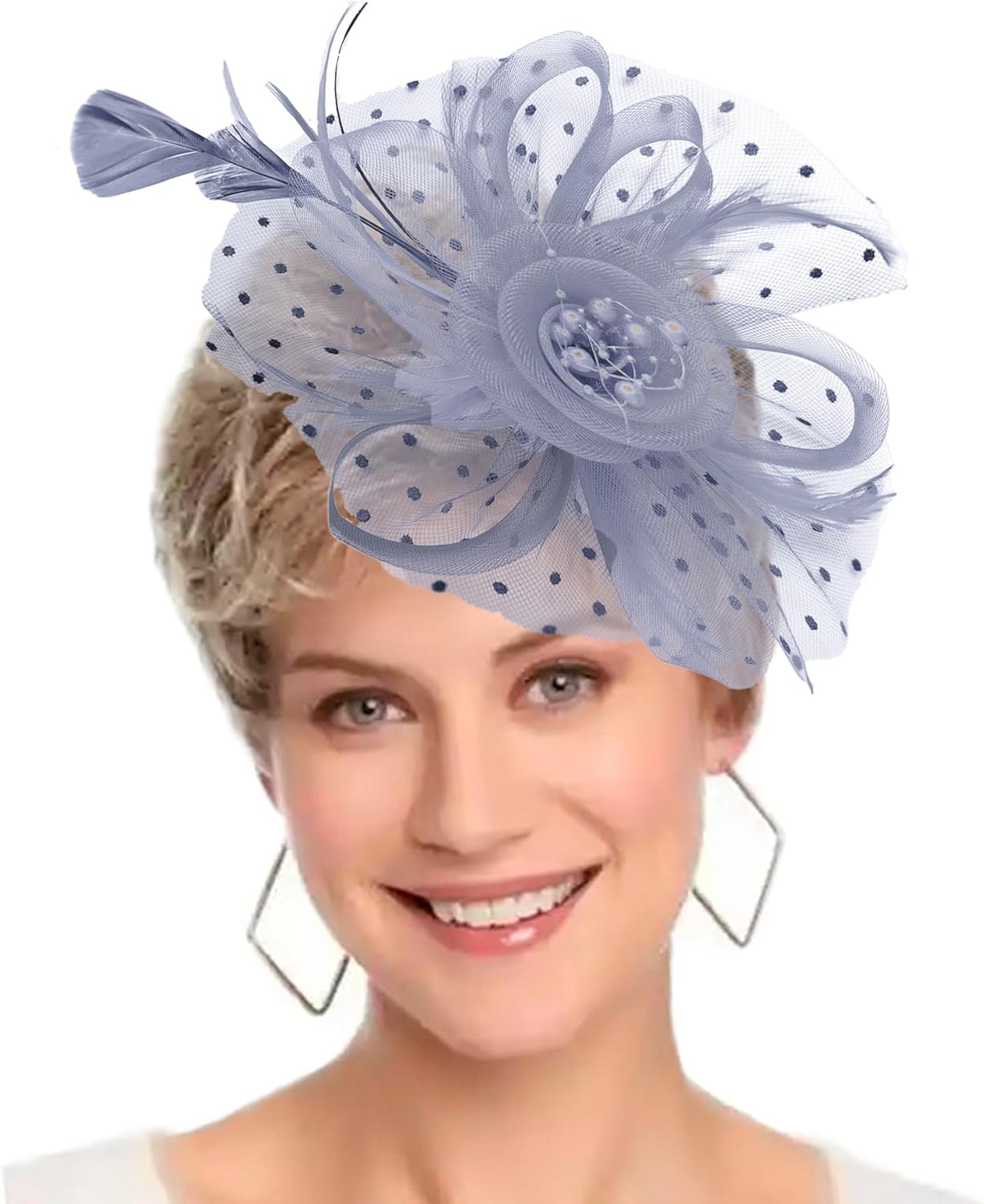 Fascinators Hat Women Tea Party Headband Flower Cocktail Mesh Feathers Hair Clip Kentucky Derby Hat Wedding