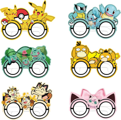 12Pcs Pokemon Themed Party Set: Decorative Glasses (Cosplay Style) - Ideal for Cartoon Themed Birthday Parties & Party Gifts