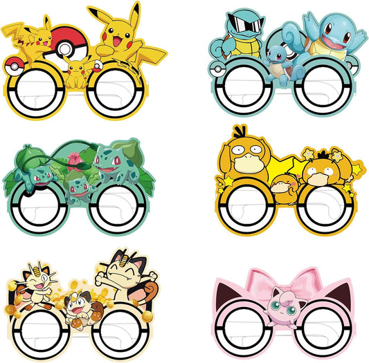 12Pcs Pokemon Themed Party Set: Decorative Glasses (Cosplay Style) - Ideal for Cartoon Themed Birthday Parties & Party Gifts