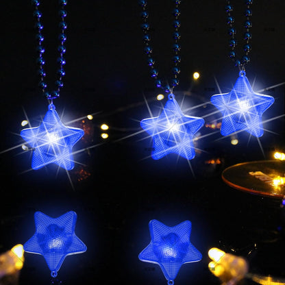 8 Pcs Light Up Necklaces Flashing Star Bead Necklaces Glow In The Dark Party Supplies for Weddings Birthday Valentines Mardi Gras July 4th Halloween Christmas