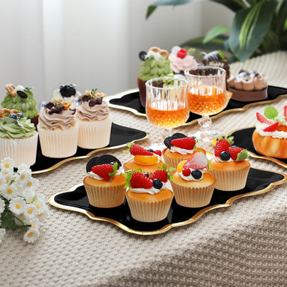 Havawish 24 Pcs 9" x 13" Pink Disposable Paper Serving Trays and Platters Food Platters for Parties White Trays Cupcake Platter Bandejas Decorativas para Fiestas for Birthday Party Weddings