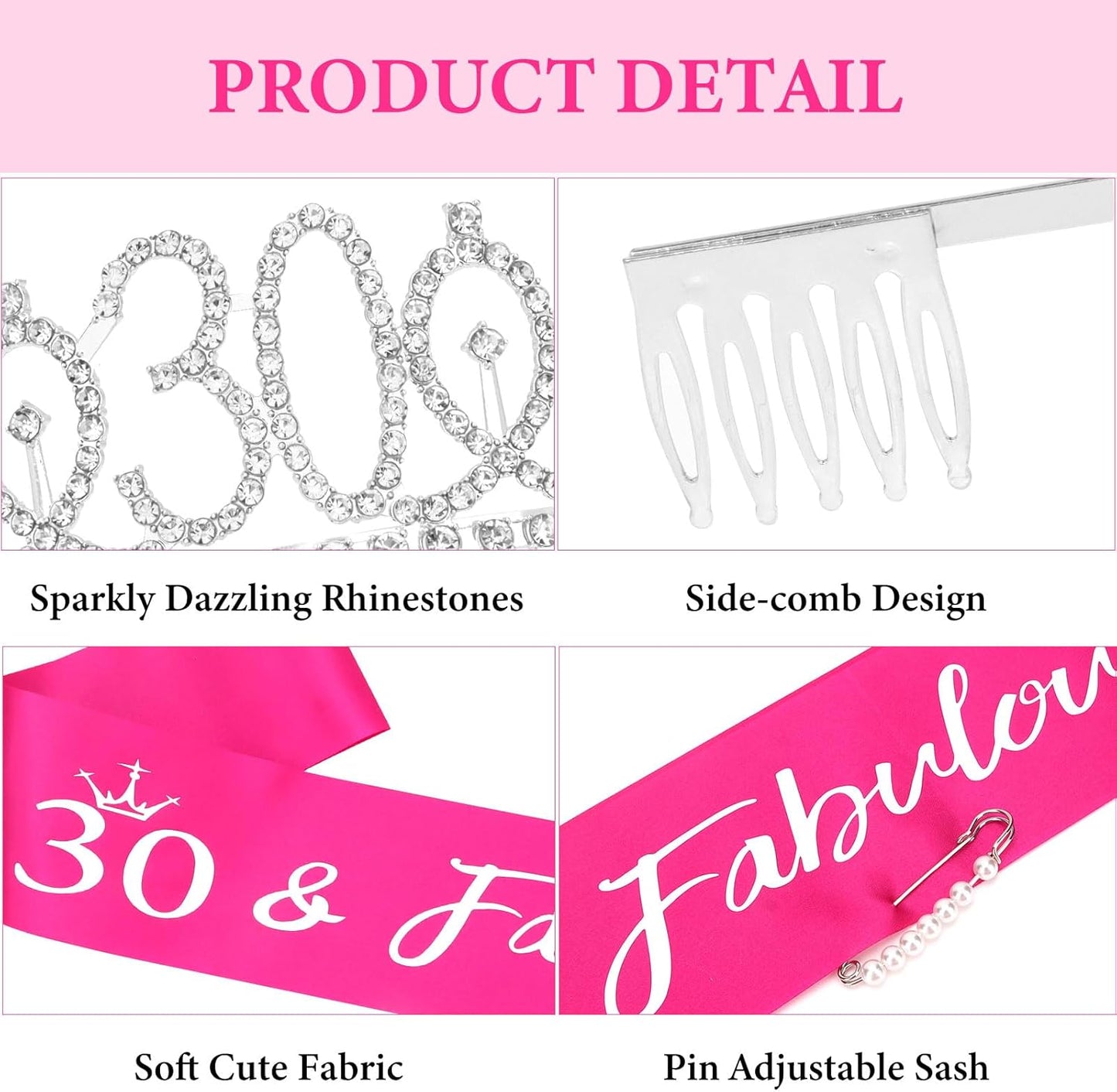 CAVETEE Silver Birthday Crown for Girls Birthday Decorations Birthday Gifts for Women and Girls