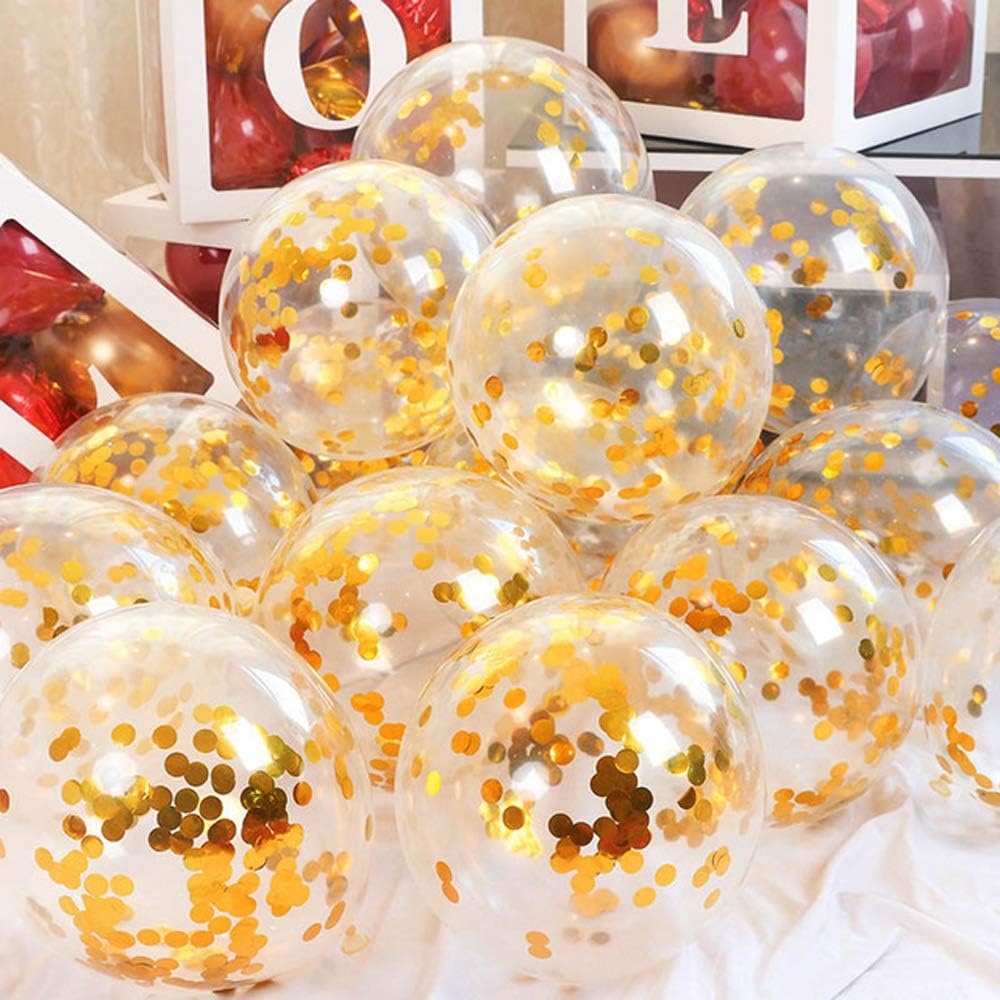 Party Balloons 12inch 50 Pcs Latex Confetti Balloons Birthday Balloons Party Decoration Wedding Baby Shower Christmas Party-Confetti Silver