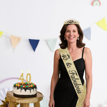 21st Birthday Decorations for Her with 21st Birthday Sash and Crown, Candles Gold, Gifts for 21 Year Old Girls