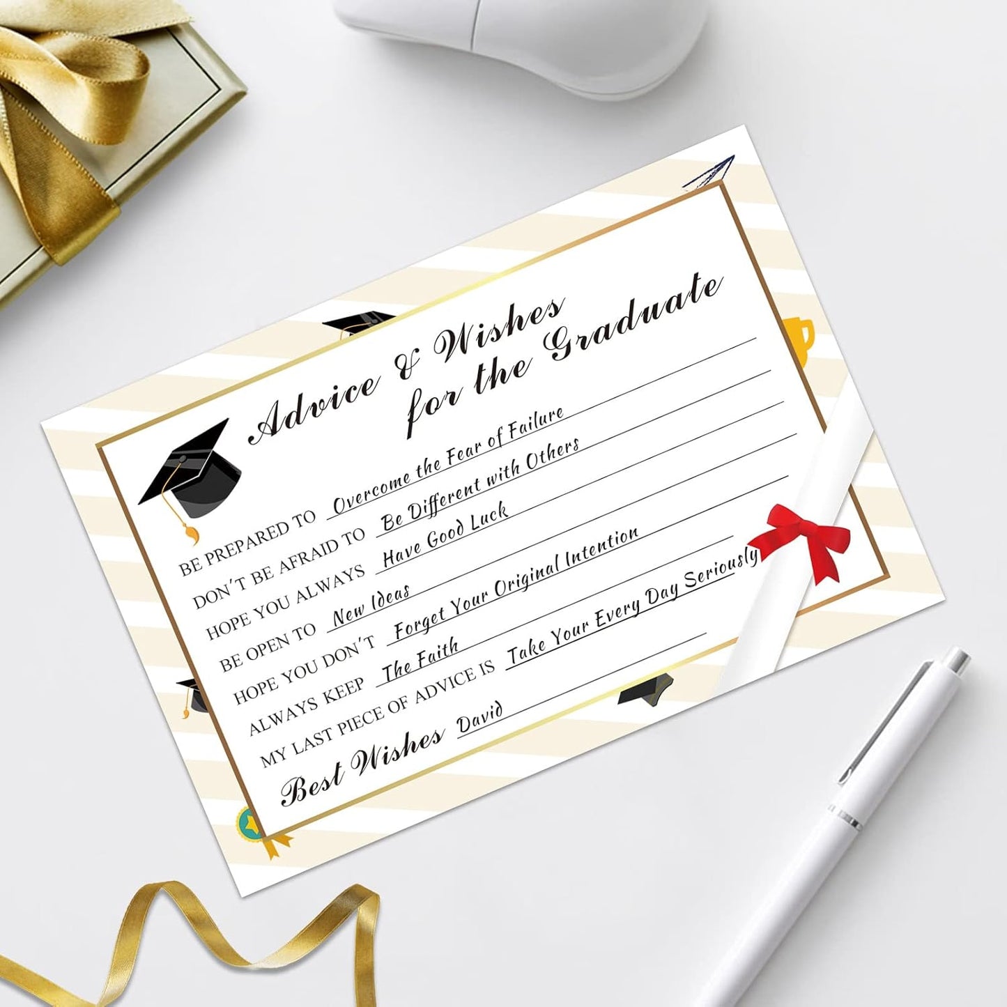 Graduation Advice Cards - 50-Pack Graduate Party Supplies 2026 Advice for the Graduate Decorations Party Favors Table Games Personalized Graduations Cards