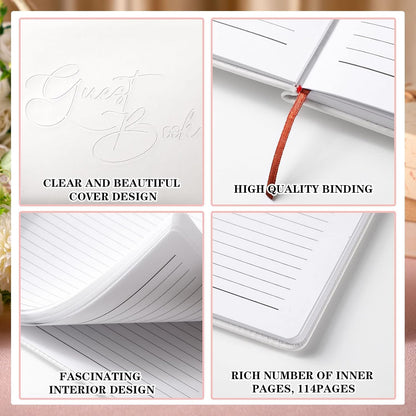Panelee Wedding Guest Book with Pen Set Elegant Guest Sign in Books Bridal Shower Guestbook Beautiful Guest Book Wedding Reception Guestbook for Wedding (Flower, Blue)