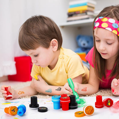 Aoriher 24 Pcs Construction Trucks Stampers Construction Party Favors Truck Party Favors Self Inking Stamps Classroom Rewards Treat Goody Bag Stuffers for Kids Birthday Supplies