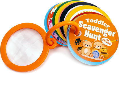 Scavenger Hunt Cards at the Park | Kids Outdoor Activity Cards Game with Magnifying Lens | Nature 2 Year Old Gifts for 2-3 Year Olds | Toddler Games for Boys & Girls
