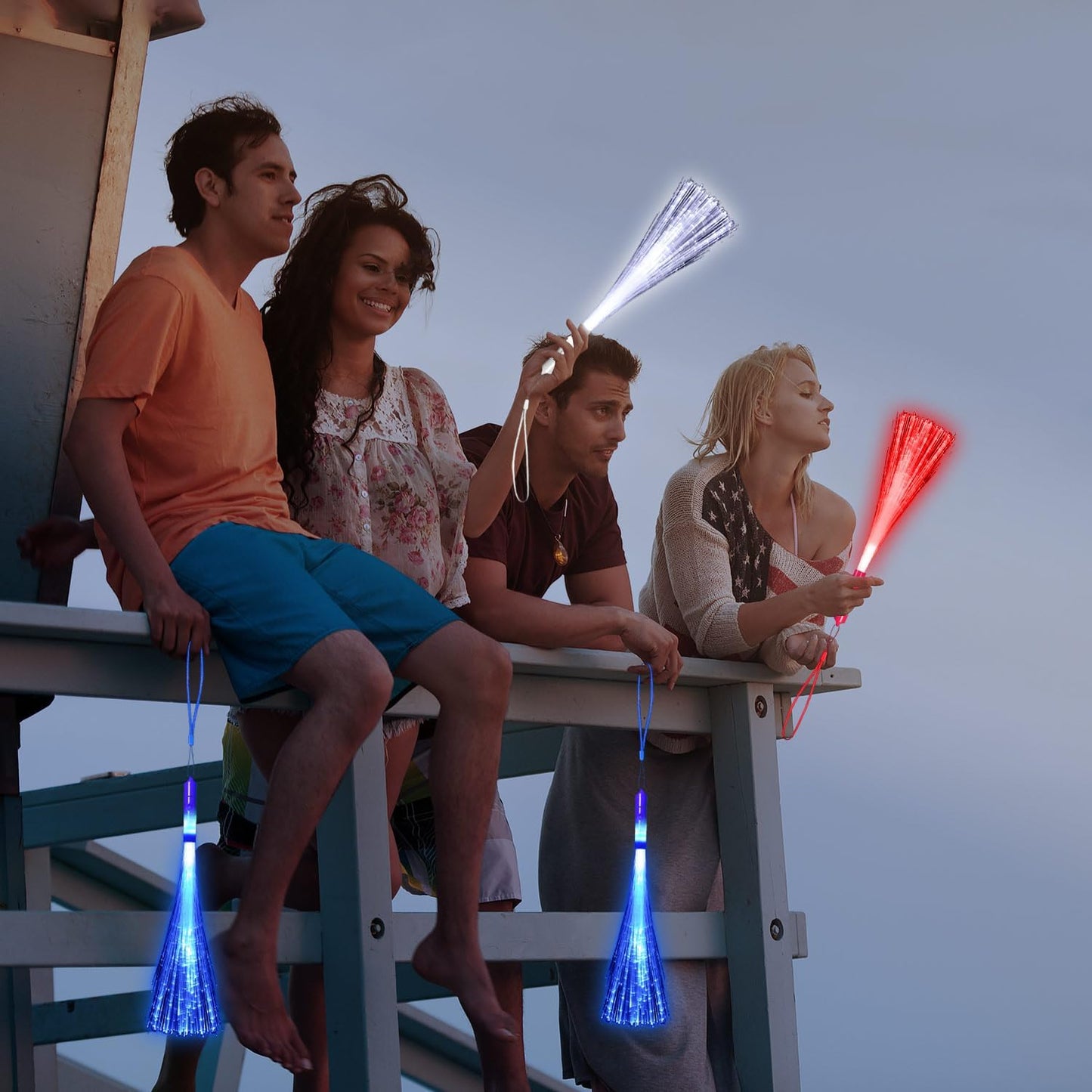 30 Pack Blue Fiber Optic Wands Glow Fiber Wands Bulk LED Light Up Wands with 3 Flashing Modes LED Flashing Sticks for July 4th Halloween Christmas Wedding Birthday Carnival Bachelor Party