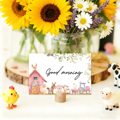 24 Pcs Farm Animals Place Cards, Barn Animals Themed Buffet Food Labels and Tent Name Cards for Baby Shower and Birthday Party Table Setting Decorations Supplies (Red)