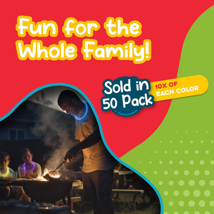 Windy City Novelties 22” Glow Stick Necklaces – 50 Pack for Summer Parties, Camping & July 4th Celebrations (Purple)