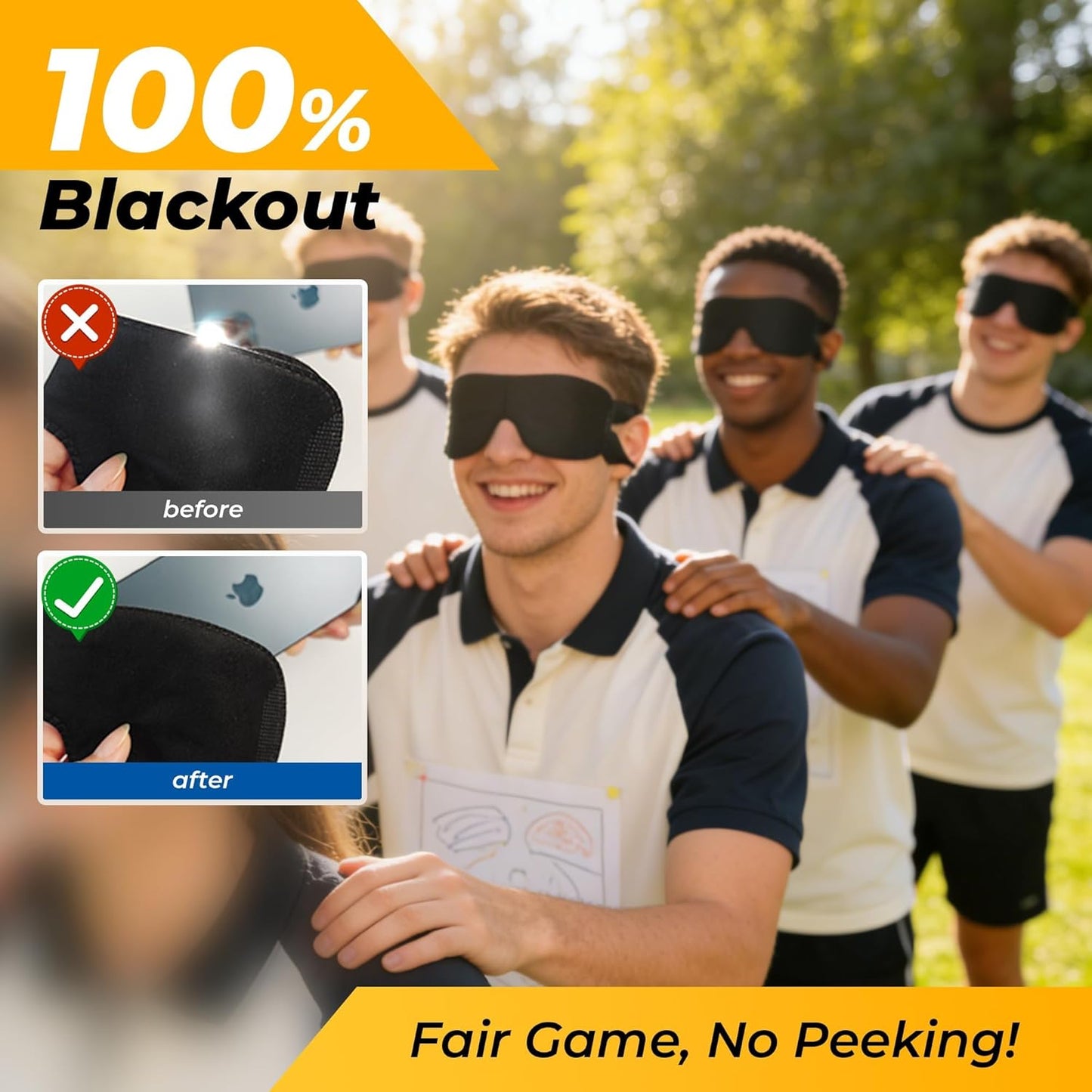 30 Pack Party Game Blindfolds, Disposable Blackout Sleep Masks Bulk for Men Women, Light Blocking Eye Mask for Team Building Adult Kids Activities Travel Sleeping
