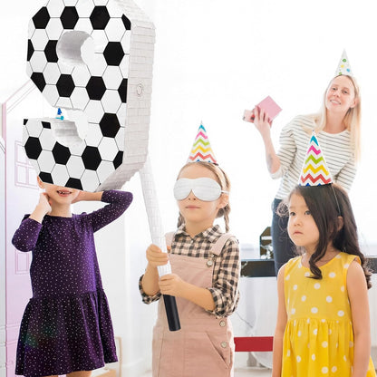 Gemscream Number 9 Soccer Piñata Bundle with Blindfold and Stick Small Piñata Party Decoration for Mexican Fiesta Cinco De Mayo School Anniversary Football Party Celebration Gift 15.75 x 11 x 2.8 in