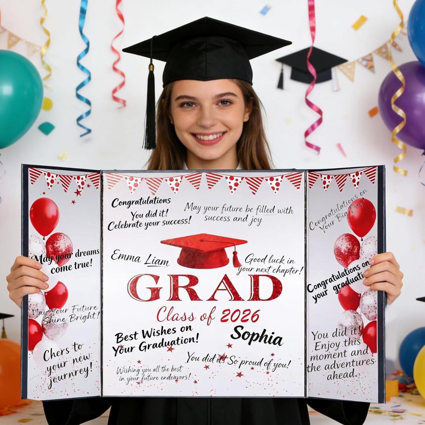 Green Graduation Party Decorations Class of 2026 - Extra Large 22" x 14" Graduation Guest Book to Sign Signature Board for Graduation Gifts Congrats Grad Party Favors Supplies Decor Keepsake
