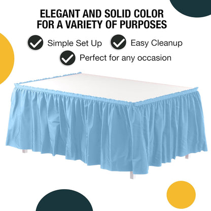 Exquisite Ruffle Table Skirt Black 6 Pack 14 Ft Long Table Skirts for Rectangle Tables 6ft Plus or Round Tables Skirts with Adhesive Strip for Gender Reveal Decor & Happy Birthday Parties