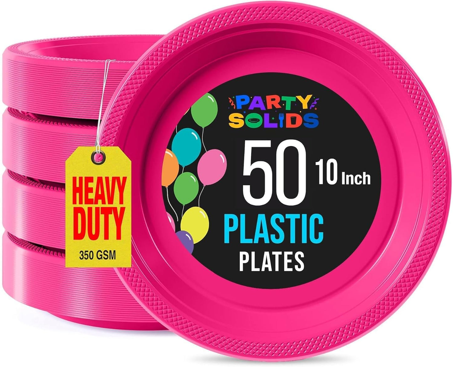 Exquisite Party Solids Red Plastic Plates For Party Supplies 10" Red Disposable Plates Heavy Duty 50 Pcs Plastic Dinnerware Sets Heavy Duty 350 GSM Disposable Dinnerware Set