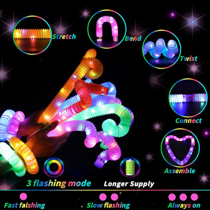 44 Pcs Glow in the Dark Party Supplies 20 LED Light Up Glasses 24 Glow Sticks LED Party Favors Light Up Pop Tubes Flash Glasses LED Bracelet Necklace for Birthday Wedding Goodie Bag