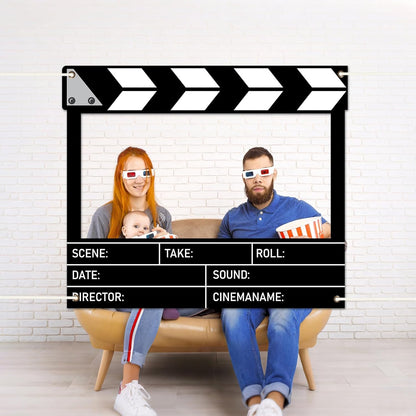 Fabric Movie Night Large Photo Booth Props 39 x 59 Inch Movie Theater Picture Selfie Frame Cinema Photo Frame Background Banner Backdrop for Family Holiday Birthday Baby Shower Party Supplies