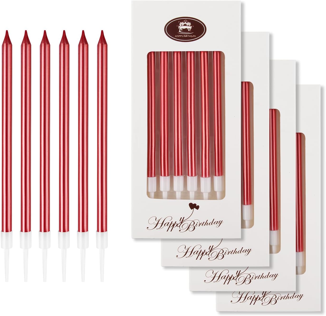 BEAN LIEVE 24-Count Birthday Candles - Long Thin Cake Candles Slow Burning Candles for Birthday, Wedding, Lucky Party Decoration (Champagne Gold)