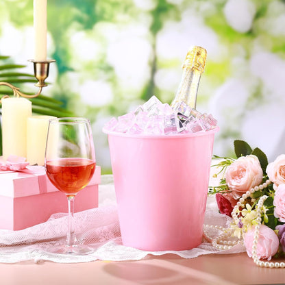 Layhit 24 Pcs Plastic Ice Buckets for Parties 3 Liters Wine Bucket Portable Ice Holder Disposable Wine Cooler for Party Wedding Party Beverages Champagne Soda and Beer (Gold)