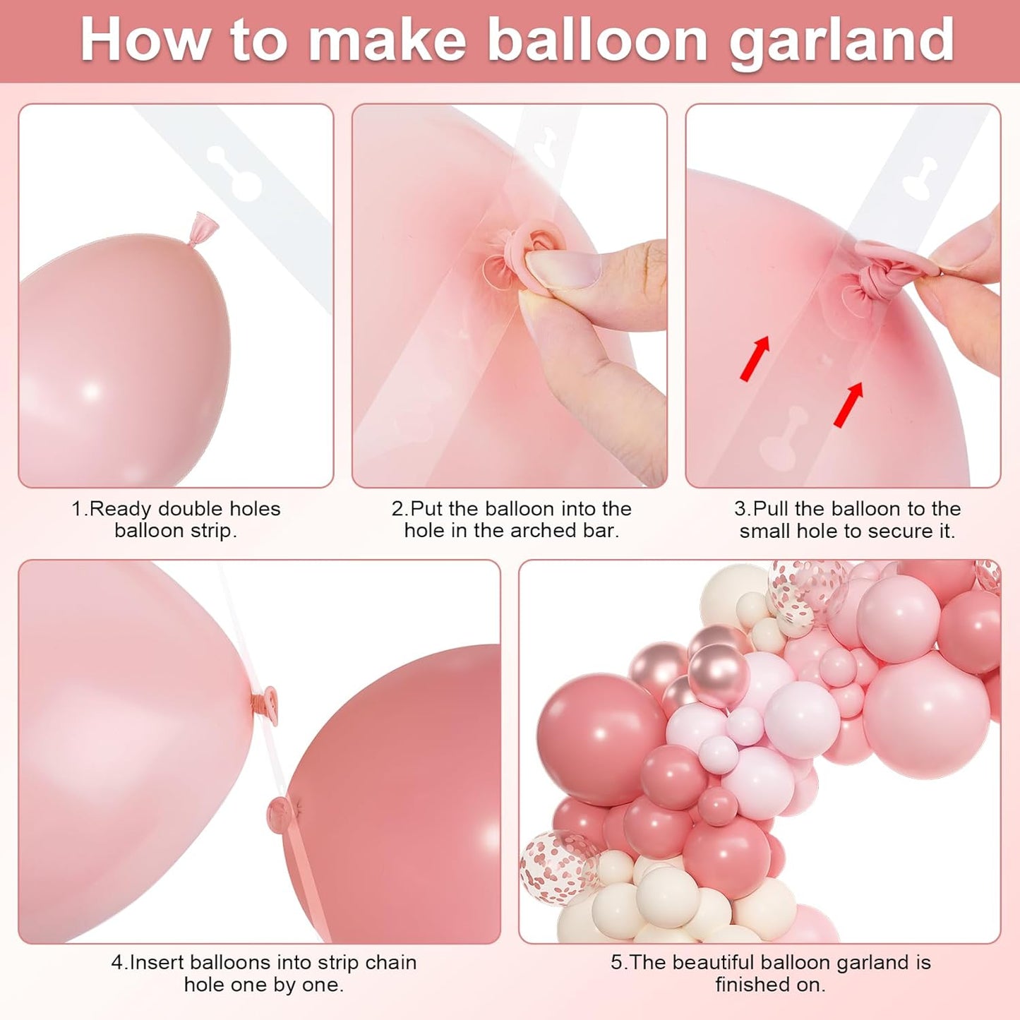 Amandir 153pcs Pink Purple Balloon Garland Arch Kit, Different Sizes 18 12 10 5 inch Pink Purple Red Latex Metallic Confetti Purple Balloons for Girl Women Birthday Bridal Baby Shower Party Decoration